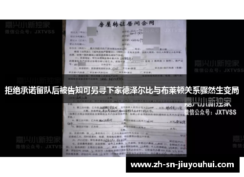 拒绝承诺留队后被告知可另寻下家德泽尔比与布莱顿关系骤然生变局 拒绝承诺留队后被告知可另寻下家德泽尔比与布莱顿关系骤然生变局
