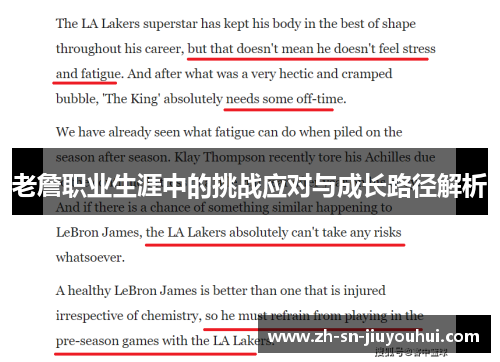 老詹职业生涯中的挑战应对与成长路径解析